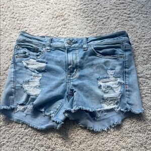 American Eagle Light Blue Distressed Denim Women's Shorts size 4